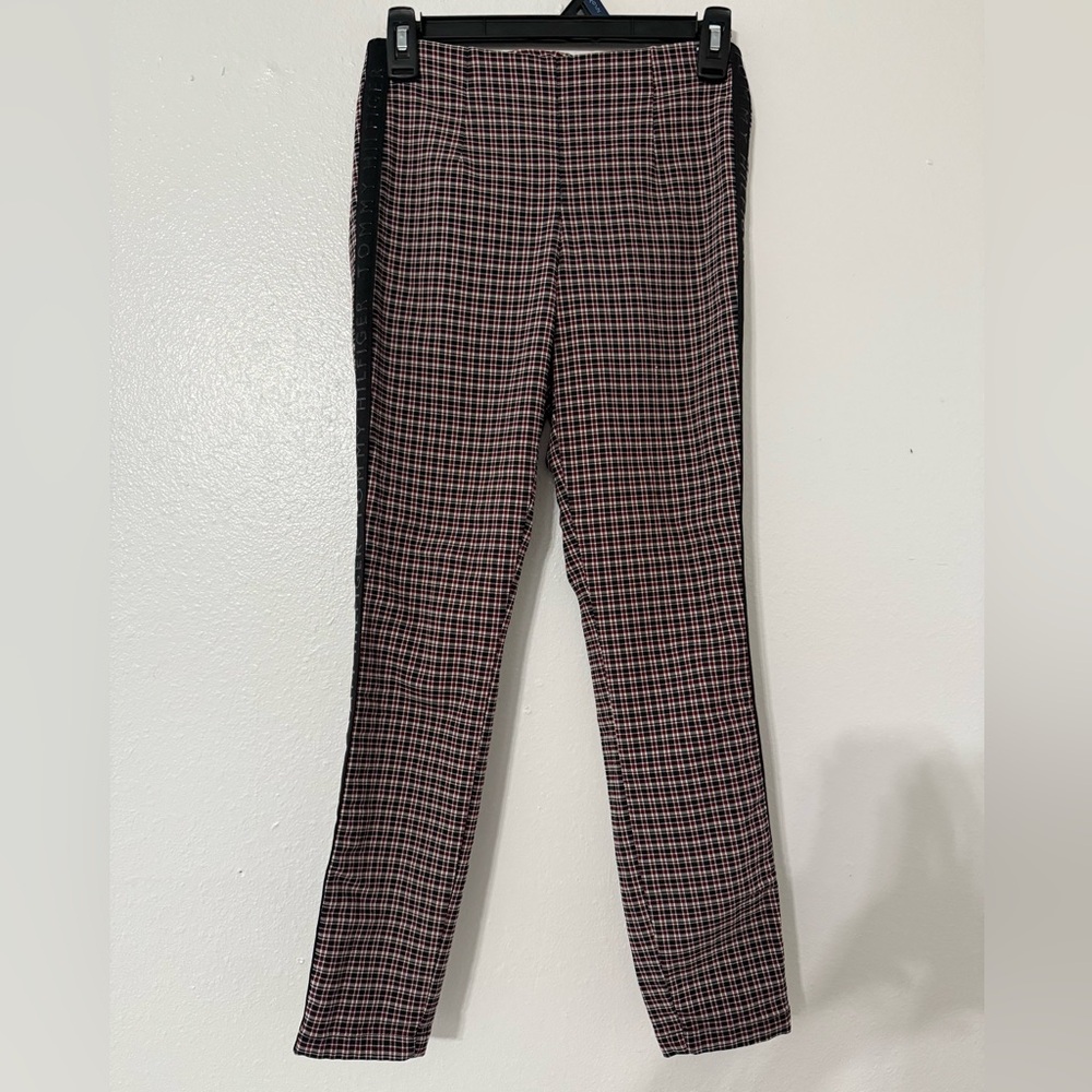 Tommy Hilfiger Burgundy and White Plaid Pants